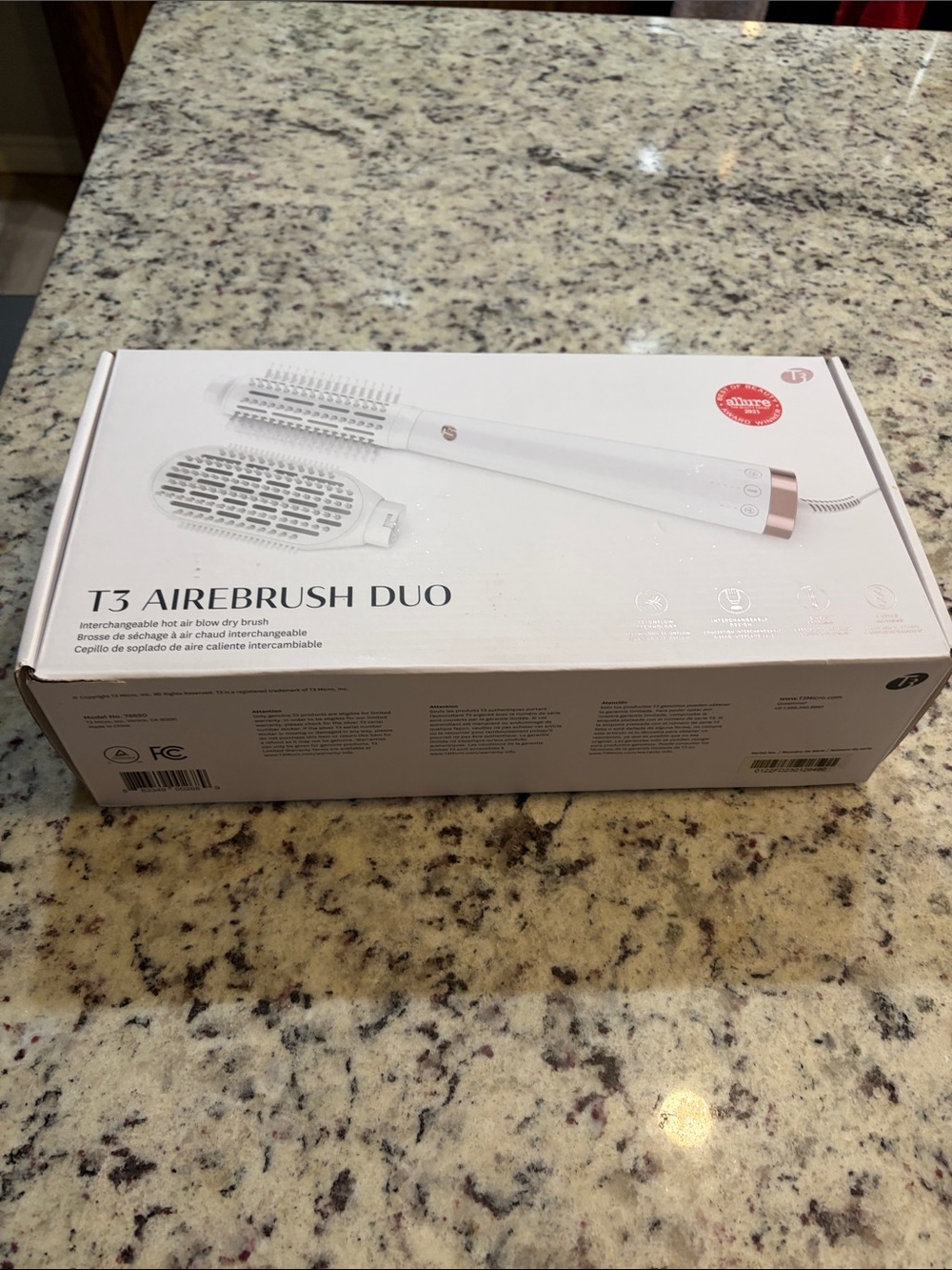 T3 AireBrush Duo Hot Air Brush in White with Rose Gold Accents